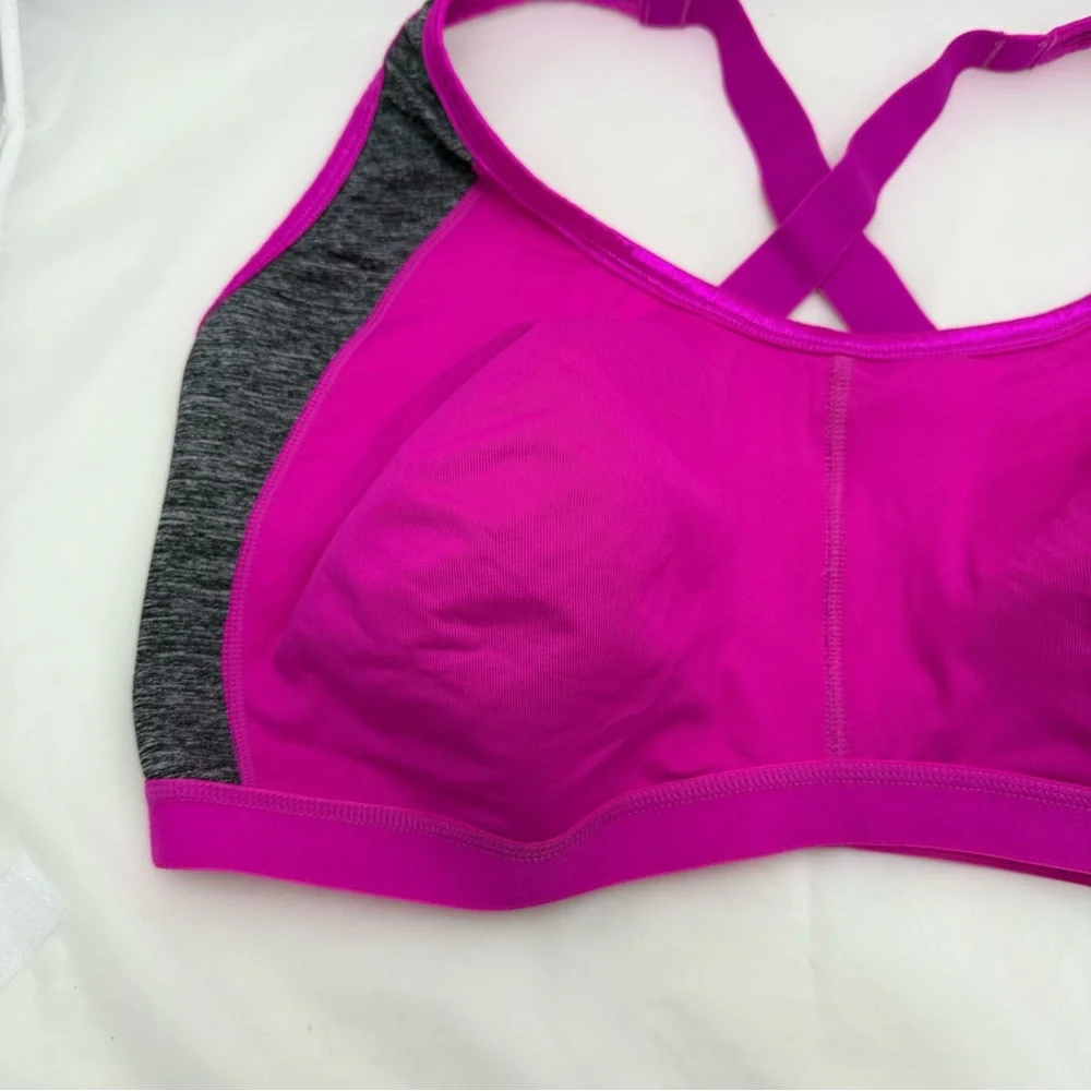 Comfort Choice Sports Bra 44G Pink Gray High Impact Wireless Plus Size